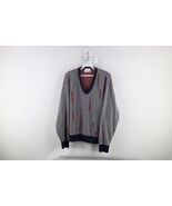 Vtg 70s Streetwear Mens Medium Geometric Striped Ribbed Knit V-Neck Swea... - $1,270.32 MXN