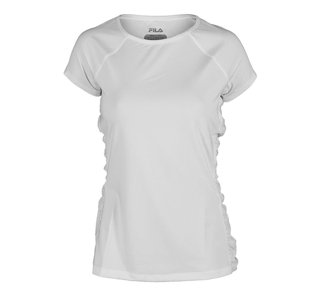 Fila Ruched Cap Sleeve Large White Top