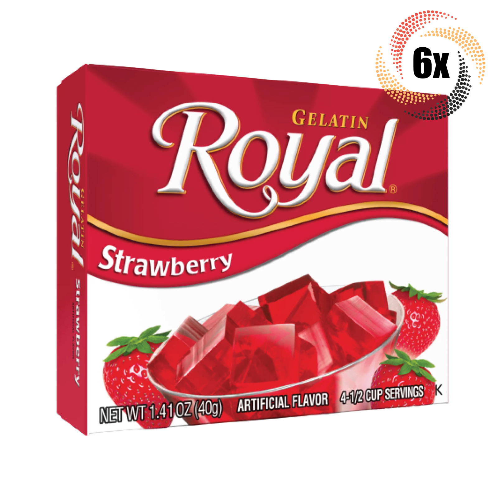 6x Packs Royal Strawberry Flavor Fat Free Gelatin | 4 Servings Per Pack ... - $16.05