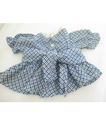 Vintage Cotton Doll Dress 2 Tone Blue for Medium Size Wide Waist Doll - £7.82 GBP