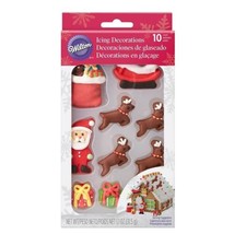 Santa Scene 10 Ct Gingerbread House Royal Icing Candy Decorations Wilton - $9.89