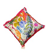 Throw Pillow Abstract Bright Multi Colar Floral Pink Fringe Trim Bohemia... - $460.34 MXN