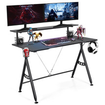 Costway Gaming Desk Home Office Computer Table E-Sports w/Monitor Shelf&amp;Cup - £133.96 GBP
