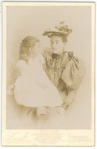 Antique Circa 1880s Cabinet Card Leck Beautiful Mother &amp; Daughter Lawrence, MA - £12.44 GBP