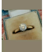 Vintage 1Ct Round Moissanite Diamond Solitaire Engagement Ring 10k Yello... - $544.49