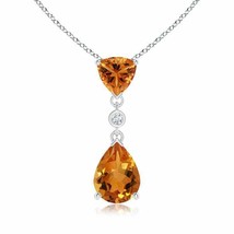 Angara Natural 8x6mm Citrine Fashion Pendant Necklace in Sterling Silver - £148.40 GBP