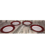 Royal Norfolk 10 1/2&quot; Dinner Evening Formal Plate Set Of 4 Red/White-NEW... - £54.82 GBP