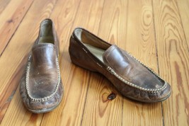 Frye 8.5 Lewis Venetian Brown Leather Loafers Distressed - £14.58 GBP