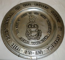 Us Bicentennial George Washington Coat Of Arms Pewter Plate York Metal Crafters - £18.85 GBP
