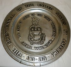 Us Bicentennial George Washington Coat Of Arms Pewter Plate York Metal Crafters - £19.00 GBP