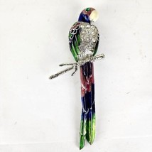 Enamel and Rhinestone Parrot Brooch Pin - $23.76