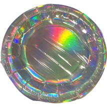 4 Packs! Iridescent Foil Party Small Paper Plates (12) Birthday Cake Rainbow - £14.03 GBP