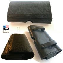 I Phone Plus Black Leather Case Horizontal Belt Holder 6+ 7+ 8+ X Usa Handmade - £71.75 GBP