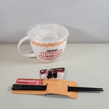 Instant Noodles Ramen Bowl with Handle Cover Chopsticks Bowl Cup Mug Large - £12.64 GBP