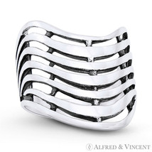 4mm to 19mm Multi Row Wide-Design Chunky V-Ring in Oxidized .925 Sterling Silver - £23.29 GBP