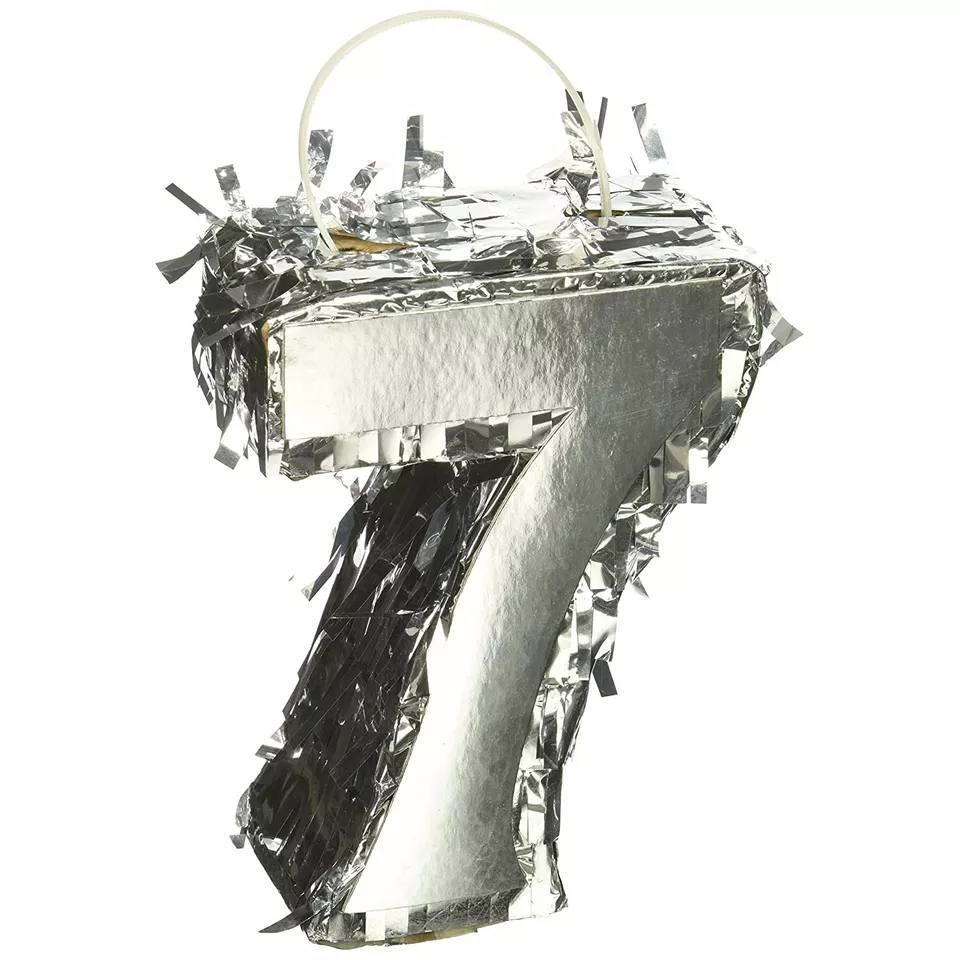 New Metallic Foil Mini Pinata | Number 7 seven | Silver | Party Decoration - £6.52 GBP