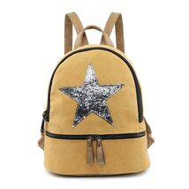 Yellow Canvas Rucksack/Backpack with Silver Star - $28.54