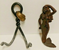 Nautical Metal Mermaid Twisted Rope Hanging Hooks - £22.04 GBP