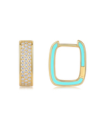24k Turquoise Pavé-Set Square Hoop - $125.00