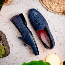Aubiere Genuine Ostrich Quill Classic Loafers Navy image 13