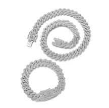 2 Pieces Cuban Link Chain Mens Iced Out Miami - £57.95 GBP