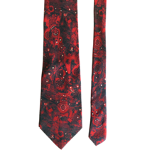 Handmade Italian Silk Tie Abstract Art Bold Red Multi Color Classic Length - $21.11