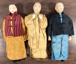 Lot of 3 CHINESE MEN Composition &amp; Cloth DOLLS 10&quot; Antique Character Man... - $49.49