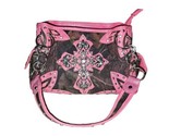 Heritage West Forest Camouflage Rhinestone Cross Purse Hot Pink Trim - £30.05 GBP