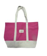 Lancôme Paris Pink Canvas Tote Bag Cream Trim Large Shopper Beach Bag - $19.80