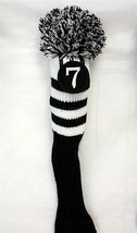 #7 Fairway Wood Head Cover Black Knit Tour Pom Long neck Headcover Covers - £16.07 GBP