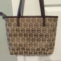 Michael Kors Montauk Fabric Leather Signature Trim Large Tote Bag  - $54.45