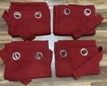 Lot of 4 Pottery Barn Red Curtain Panels Drapes Grommets Tie Backs 50x84 - £85.40 GBP