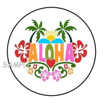 30 Aloha Envelope Seals Labels Stickers 1.5&quot; Round Beach Luau - £5.89 GBP