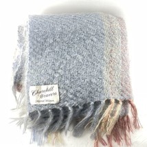 Churchill Weavers Hand Woven Throw Blanket Shawl Fringed 64 x 50 in. Vintage - £30.79 GBP