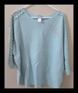 Fair Lady Women&#39;s Mint Green Sweater With Rhinestone Trim Szie 22 - $27.06 CAD