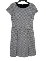 Talbots Women&#39;s Dress A-Line Short Sleeve Herringbone Stretch Black White Sz. 8 - £17.40 GBP
