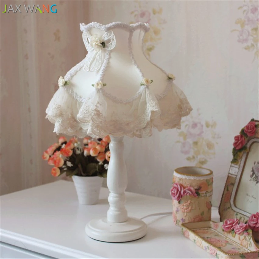 European Modern Lace Fabric Table Lamps Led Desk Lights for Living Room ... - $73.02
