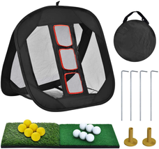 Pop-up Golf Chipping Net with Dual Turf Hitting Mat, 6 Driving Range Gol... - £41.19 GBP+