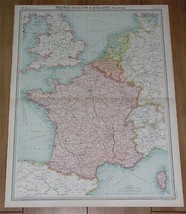 1922 Vintage Map Of France / Belgium Netherlands Belgium - £22.06 GBP