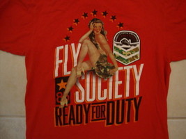 Fly Society Ready for Duty Sexy Topless Girl Woman Red T Shirt M - £13.29 GBP