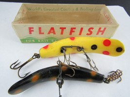 Two Vintage Helin Fly Rod Flat Fish Fishing Lures &amp; Box 7X &amp; X5 - £15.88 GBP
