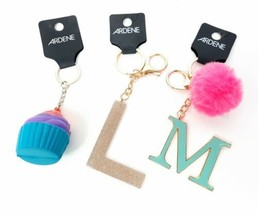 Ardene Key Chain Ring Letter L M Cupcake Pom Pom Bag Charm Accessory Lot - £11.26 GBP