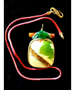 Necklace/Pendant w antique pottery chard~17.5&quot;~Braided Cord~925 Silver C... - $26.00