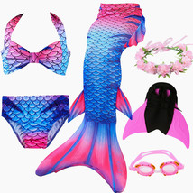 6PCS/Set 2019 HOT Girls Swimming Mermaid Tail With Monofin Bikini Set Swimsuit - £28.76 GBP