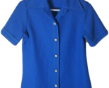 Vintage Sears 100% Polyester Blue Button Down Shirt Size 12 EUC Retro Mod - $26.68
