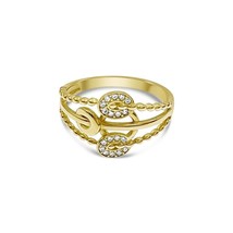 10k Yellow Gold Band Stackable Ring Women CZ Size 6.75 - £208.63 GBP