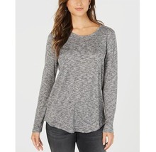 Style &amp; Co Womens Large Deep Black Heather Long Sleeve Top NWT H66 - $24.49