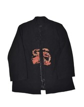 Vintage Chinese Traditional Dragon Jacket Size L Black Embroidered Kung ... - $47.26