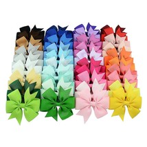 40pcs Ribbon Hair Bows 3 Inch Multicolored Hair Clips Hair Accessories For Girls - £14.29 GBP
