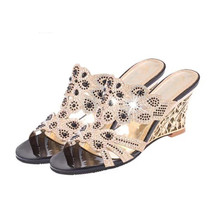 Bling Women Sandals Summer Fashion High Heel Sandals Crystal Casual Ladies Shoes - £27.41 GBP